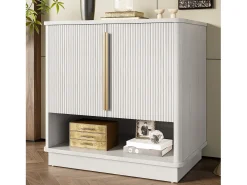 Sale Merax Sapateira moderna com 2 portas e compartimento aberto - 60 x 40 x 61 cm - puxadores dourados - MDF - branca Branco
