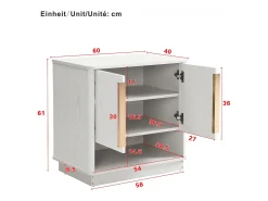 Sale Merax Sapateira moderna com 2 portas e compartimento aberto - 60 x 40 x 61 cm - puxadores dourados - MDF - branca Branco