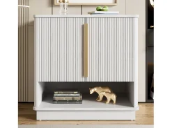 Sale Merax Sapateira moderna com 2 portas e compartimento aberto - 60 x 40 x 61 cm - puxadores dourados - MDF - branca Branco