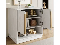 Sale Merax Sapateira moderna com 2 portas e compartimento aberto - 60 x 40 x 61 cm - puxadores dourados - MDF - branca Branco