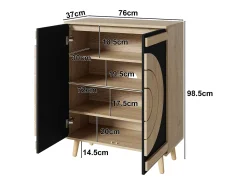 Móvel De Arrumação|Sapateira|Merax Sapateira moderna com portas redondas e geométricas - 76 x 37 x 98,5 cm - MDF - preta Preto