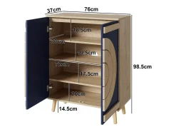 Móvel De Arrumação|Sapateira|Merax Sapateira moderna com portas redondas e geométricas - 76 x 37 x 98,5 cm - aglomerado - cor natural Natural claro