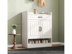 Clearance Merax Sapateira moderna com prateleiras ajustáveis + 1 gaveta + 2 portas - 75 x 36 x 95,5 cm - aglomerado - Branco