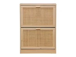 Móvel De Arrumação|Sapateira| Sapateira moderna em melamina de pinho e rattan, 60x82x24 cm Castanho