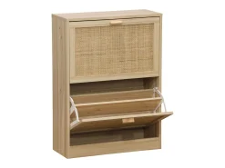 Móvel De Arrumação|Sapateira| Sapateira moderna em melamina de pinho e rattan, 60x82x24 cm Castanho