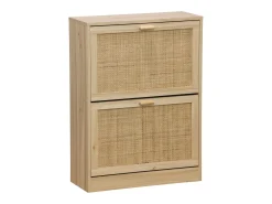 Móvel De Arrumação|Sapateira| Sapateira moderna em melamina de pinho e rattan, 60x82x24 cm Castanho