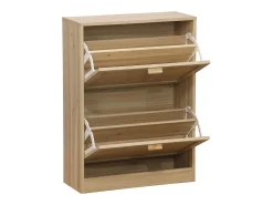 Móvel De Arrumação|Sapateira| Sapateira moderna em melamina de pinho e rattan, 60x82x24 cm Castanho