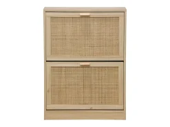 Móvel De Arrumação|Sapateira| Sapateira moderna em melamina de pinho e rattan, 60x82x24 cm Castanho