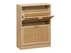 Móvel De Arrumação|Sapateira| Sapateira moderna em melamina de pinho e rattan, 60x82x24 cm Castanho