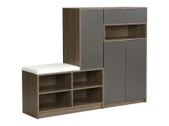 Móvel De Arrumação|Sapateira|ModernLuxe Sapateira multifuncional - com assento almofadado - grande espaço de arrumação - Preto