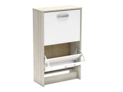 Sapateira Nano 2 Portas Carvalho Shannon e Pérola 91x54x24 cm^ Móvel De Arrumação|Sapateira