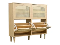 Móvel De Arrumação|Sapateira|Hauss Spole Sapateira natural clara com 4 portas, puxadores em metal 100x25x90,3cm Natural claro