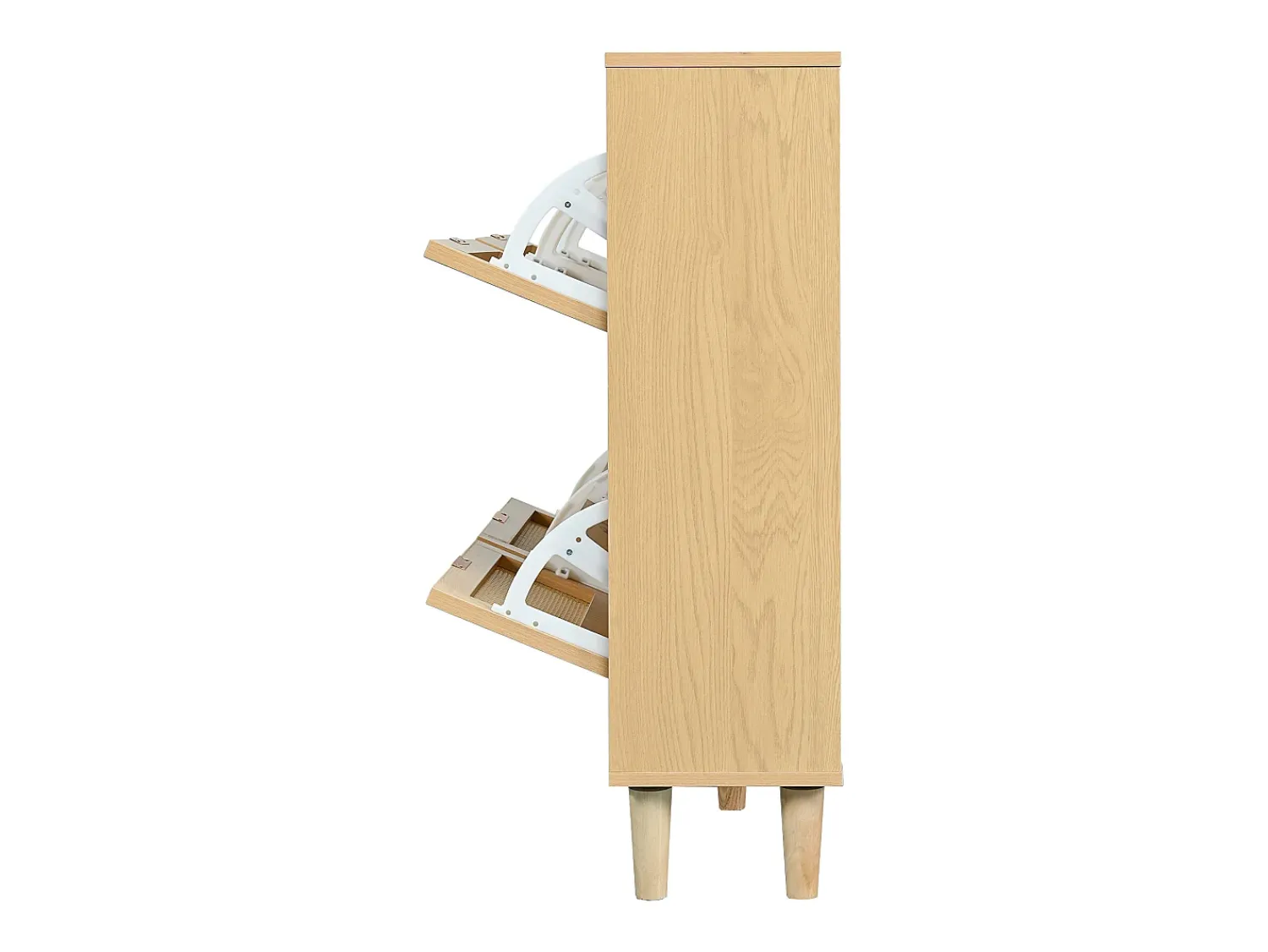 Móvel De Arrumação|Sapateira|Hauss Spole Sapateira natural clara com 4 portas, puxadores em metal 100x25x90,3cm Natural claro