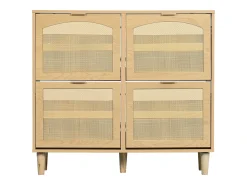Móvel De Arrumação|Sapateira|Hauss Spole Sapateira natural clara com 4 portas, puxadores em metal 100x25x90,3cm Natural claro