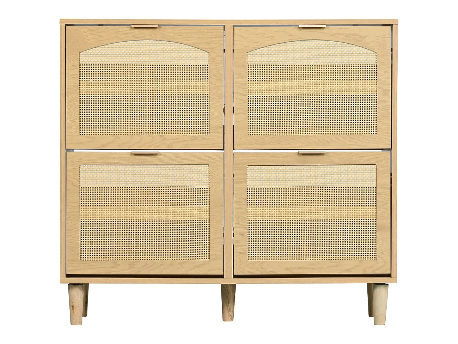 Móvel De Arrumação|Sapateira|Hauss Spole Sapateira natural clara com 4 portas, puxadores em metal 100x25x90,3cm Natural claro