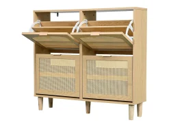 Móvel De Arrumação|Sapateira|Hauss Spole Sapateira natural clara com 4 portas, puxadores em metal 100x25x90,3cm Natural claro