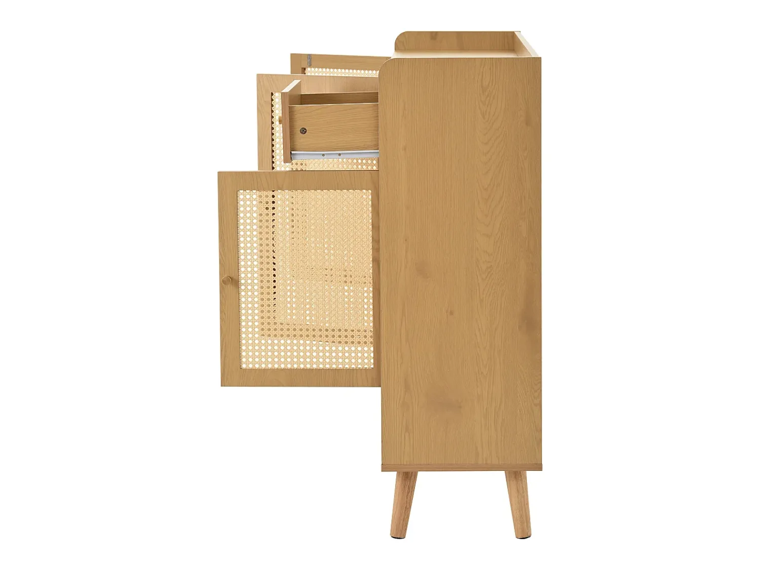Móvel De Arrumação|Sapateira*Hauss Spole Sapateira natural com 3 portas em verga e 1 gaveta, puxador em metal 120x35x106cm Natural claro