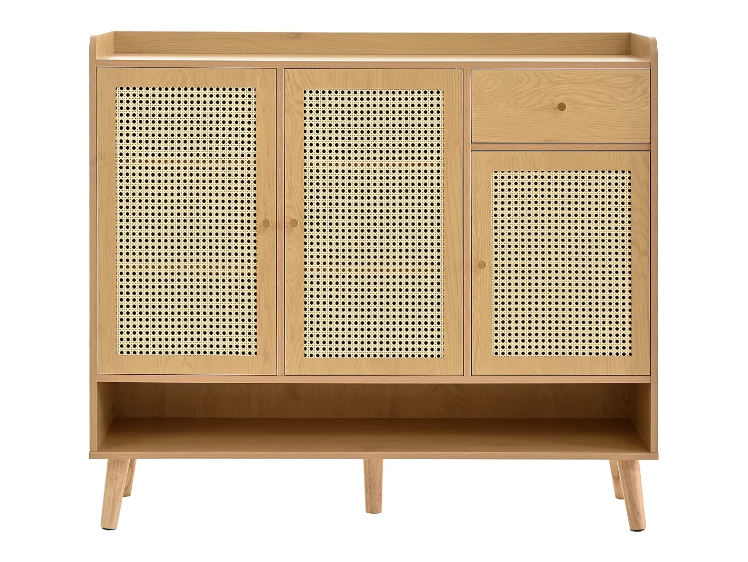 Móvel De Arrumação|Sapateira*Hauss Spole Sapateira natural com 3 portas em verga e 1 gaveta, puxador em metal 120x35x106cm Natural claro