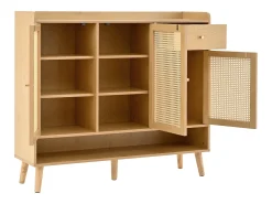 Móvel De Arrumação|Sapateira*Hauss Spole Sapateira natural com 3 portas em verga e 1 gaveta, puxador em metal 120x35x106cm Natural claro