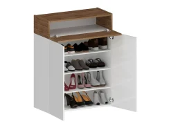 Móvel De Arrumação|Sapateira*Dmora Sapateira Oliviero, Sapateira com 3 portas,Armário de entrada multifuncional, 76x38h100 cm, Branco e Carvalho Castanho