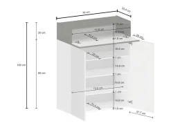 Móvel De Arrumação|Sapateira*Dmora Sapateira Oliviero, Sapateira com 3 portas,Armário de entrada multifuncional, 76x38h100 cm, Branco e Carvalho Castanho