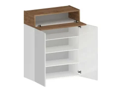 Móvel De Arrumação|Sapateira*Dmora Sapateira Oliviero, Sapateira com 3 portas,Armário de entrada multifuncional, 76x38h100 cm, Branco e Carvalho Castanho