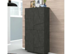 Discount Dmora Sapateira Orfeo, Armário multiuso com 4 portas articuladas, Sapateira de entrada, 100% Fabricado na Itália, 81x38h167 cm, Ardósia Cinzento