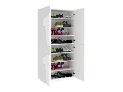 Móvel De Arrumação|Sapateira*Dmora Sapateira Orfeo, Armário multiuso com 4 portas articuladas, Sapateira de entrada, 100% Fabricado na Itália, 81x38h167 cm, brilhante Branco