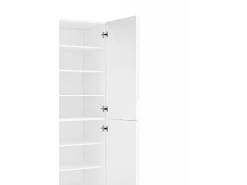Móvel De Arrumação|Sapateira*Dmora Sapateira Orfeo, Armário multiuso com 4 portas articuladas, Sapateira de entrada, 100% Fabricado na Itália, 81x38h167 cm, brilhante Branco