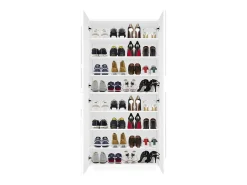 Móvel De Arrumação|Sapateira*Dmora Sapateira Orfeo, Armário multiuso com 4 portas articuladas, Sapateira de entrada, 100% Fabricado na Itália, 81x38h167 cm, brilhante Branco