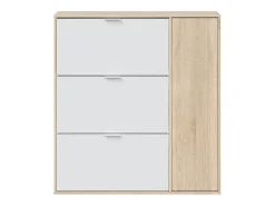 Móvel De Arrumação|Sapateira|Calicosy Sapateira para corredor de classe Branco/Carvalho 115x106x22 cm Bege / Branco