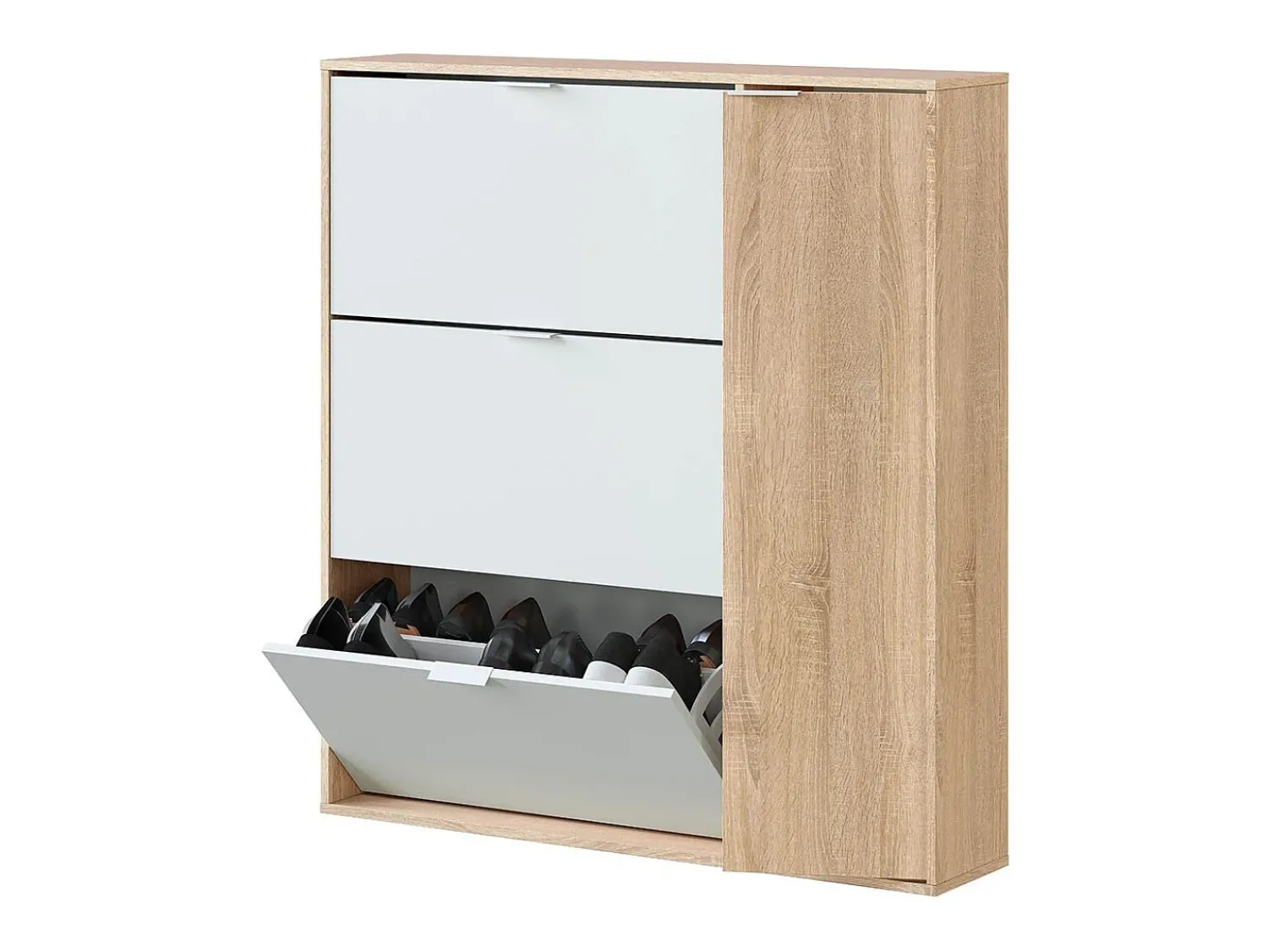 Móvel De Arrumação|Sapateira|Calicosy Sapateira para corredor de classe Branco/Carvalho 115x106x22 cm Bege / Branco