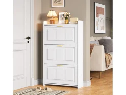 Móvel De Arrumação|Sapateira|Merax Sapateira para hall de entrada - 70 x 24 x 120 cm - com 6 compartimentos - MDF + aglomerado - branca Branco