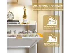 Móvel De Arrumação|Sapateira*Merax Sapateira para hall de entrada - 120 x 23 x 118 cm - com 6 compartimentos dobráveis - MDF + aglomerado - branca Branco