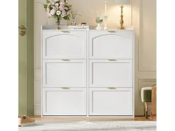 Móvel De Arrumação|Sapateira*Merax Sapateira para hall de entrada - 120 x 23 x 118 cm - com 6 compartimentos dobráveis - MDF + aglomerado - branca Branco