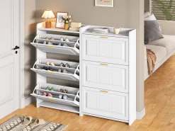 Móvel De Arrumação|Sapateira*Merax Sapateira para hall de entrada - 2 x 70 x 24 x 120 cm - com 6 compartimentos - MDF + aglomerado - branca Branco