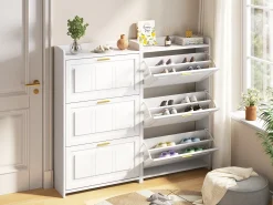 Móvel De Arrumação|Sapateira*Merax Sapateira para hall de entrada - 2 x 70 x 24 x 120 cm - com 6 compartimentos - MDF + aglomerado - branca Branco