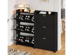 Móvel De Arrumação|Sapateira*Merax Sapateira para hall de entrada - 2 x 70 x 24 x 120 cm - com 6 compartimentos - MDF + aglomerado - preta Preto