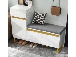 Móvel De Arrumação|Sapateira*Merax Sapateira para hall de entrada - 120 x 35 x 85 cm - com 2 portas + 1 gaveta + banco - MDF - branca Branco