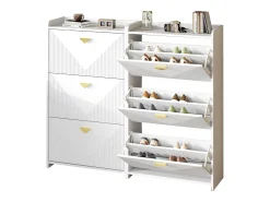 Móvel De Arrumação|Sapateira|Merax Sapateira para hall de entrada - 2 x 70 x 30 x 120 cm - com 3 portas basculantes - MDF - branca Branco