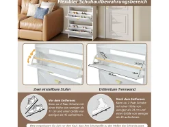 Móvel De Arrumação|Sapateira|Merax Sapateira para hall de entrada - 70 x 30 x 120 cm - com 3 portas basculantes - MDF - branca Branco
