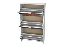 Outlet Sapateira para malas 3 portas com estampa branca moderna 117x60x24 cm Multicor