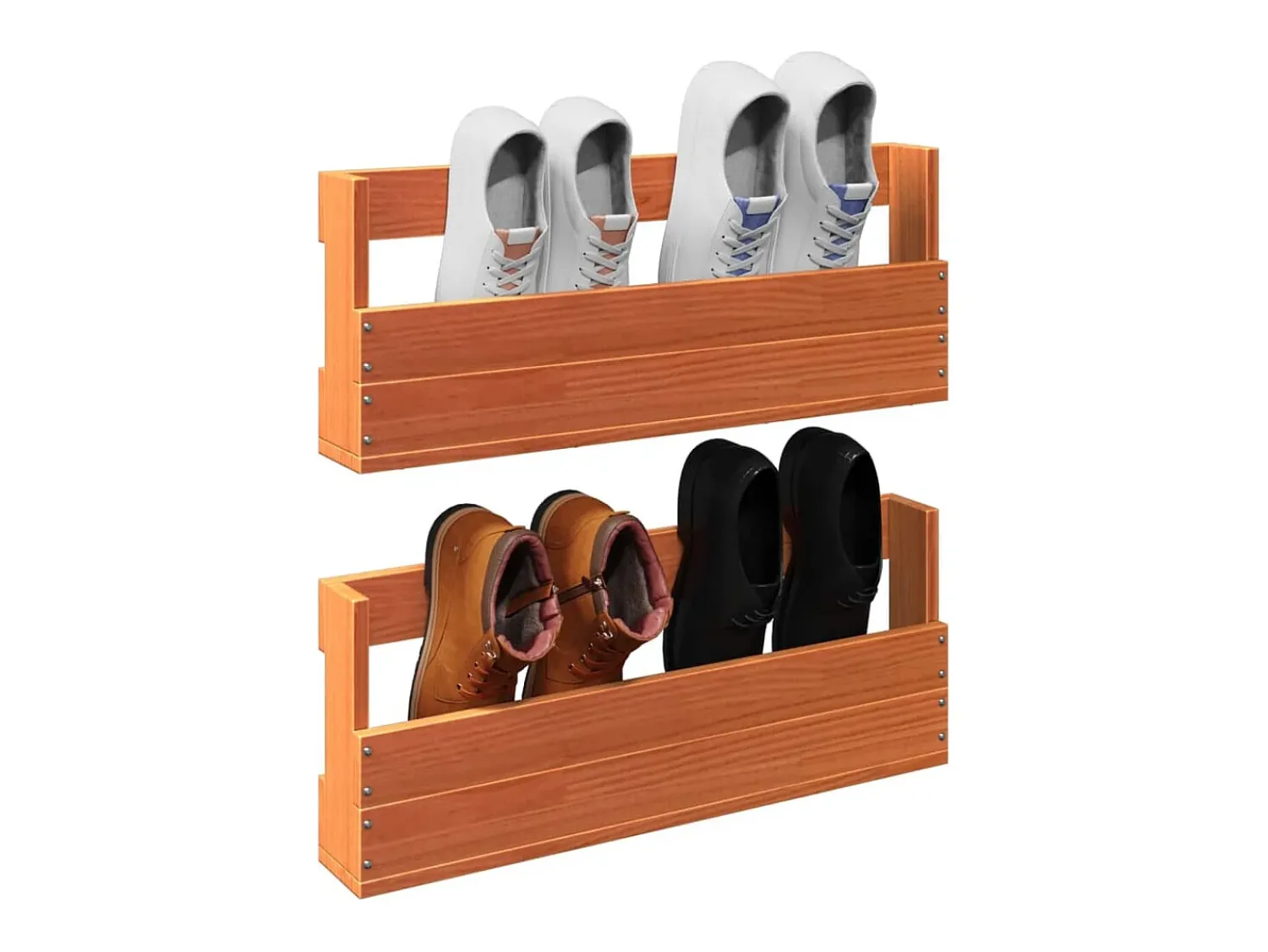 Prateleira* Sapateira parede 2 pcs 59x8,5x23,5cm pinho maciço cera PT160736 Castanho