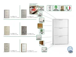 Móvel De Arrumação|Sapateira|Dmora Sapateira Peonia, Móvel de entrada multiuso com 3 portas sanfonadas, Sapateira de dupla profundidade, 100% Fabricado na Itália, 67x28h112 cm, Cimento Cinzento