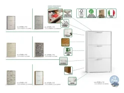 Clearance Dmora Sapateira Peonia, Móvel de entrada multiuso com 3 portas sanfonadas, Sapateira de dupla profundidade, 100% Fabricado na Itália, 67x28h112 cm, Branco