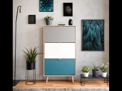 Concept-Usine Sapateira PERAST Escandinava Carvalho Sonoma Tricolor 18 pares^ Móvel De Arrumação|Sapateira