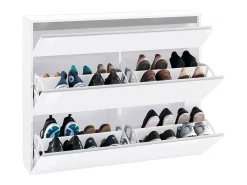 Clearance Dmora Sapateira Piero, Armário multiuso com 2 portas e 1 porta basculante, Sapateira de entrada, 100% Fabricado na Itália, 120x27h108 cm, brilhante Branco