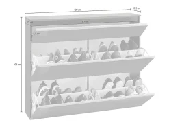 Clearance Dmora Sapateira Piero, Armário multiuso com 2 portas e 1 porta basculante, Sapateira de entrada, 100% Fabricado na Itália, 120x27h108 cm, brilhante Branco