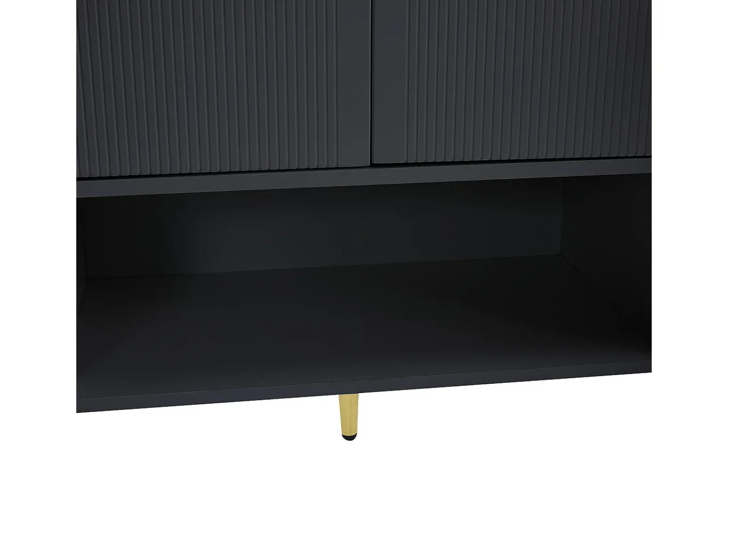 Discount Hauss Spole Sapateira preta com 2 gavetas e 4 portas, pés em metal 130x37x100cm Preto