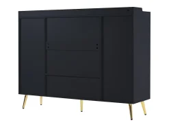 Discount Hauss Spole Sapateira preta com 2 gavetas e 4 portas, pés em metal 130x37x100cm Preto